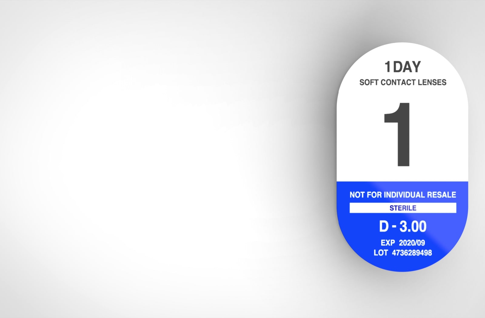 A photo of the packaging of a one-day use soft contact lenses