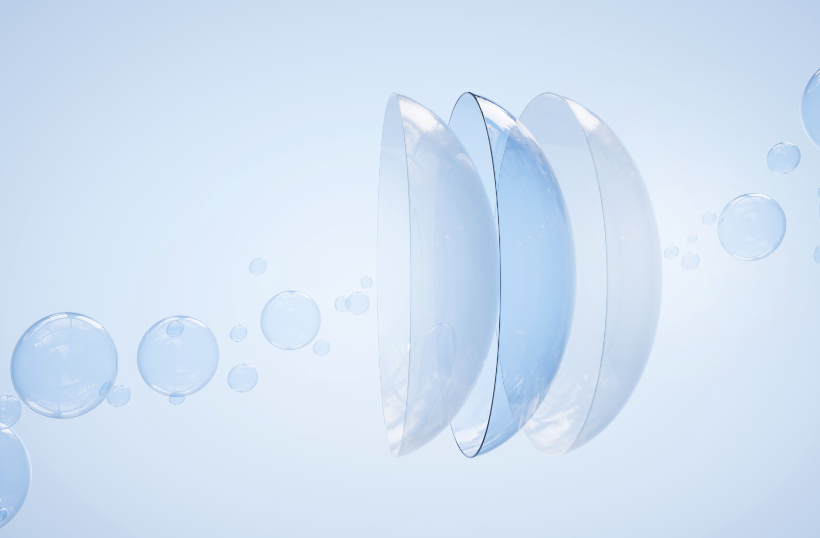 A digitally created image of contact lenses.